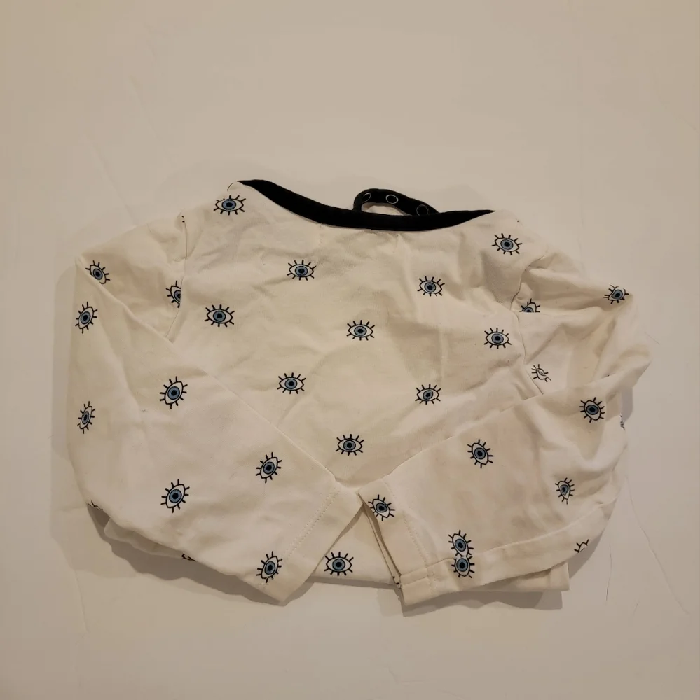 Rare Monica and Andy Evil Eye shirt long sleeve onesie size 12-18m